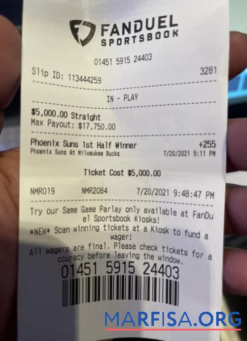 Downloadable Fanduel sportsbook payment receipt template